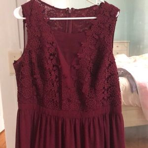 Burgundy floor-length dress